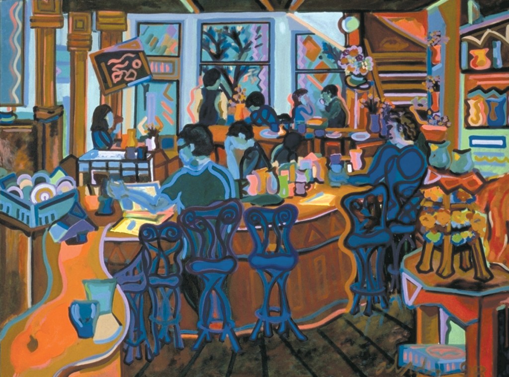 Coffeehouse, 1998, oil on canvas, 48" x 36"