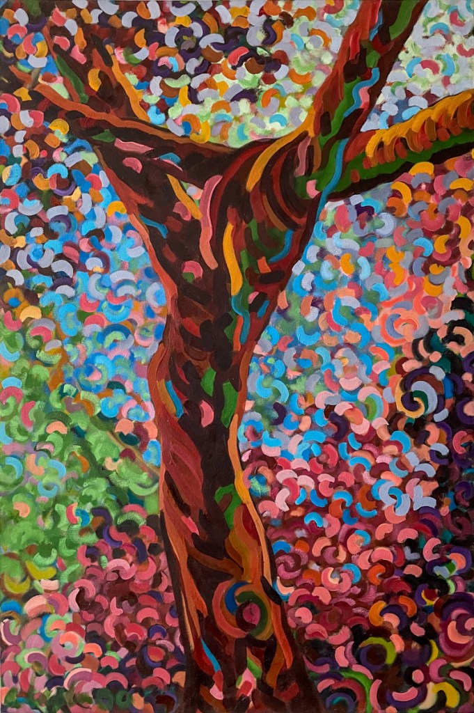 Untitled (tree), 2000, oil on canvas, 24" x 36"