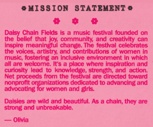 Daisy Chain Fields mission statement screenshot